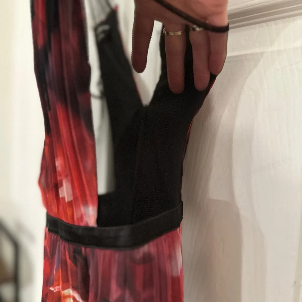 Bebe Red and Black Floral Maxi Gown - Picture 6 of 7